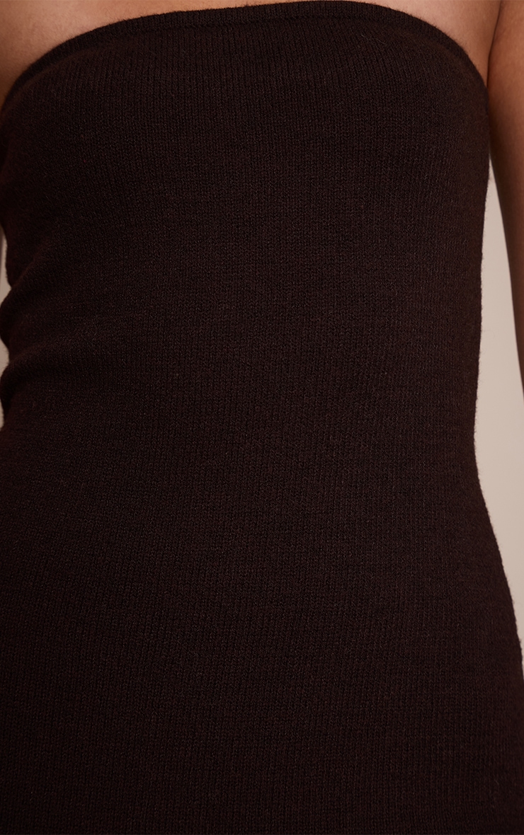 Chocolate Bandeau Knitted Midi Dress  image 4