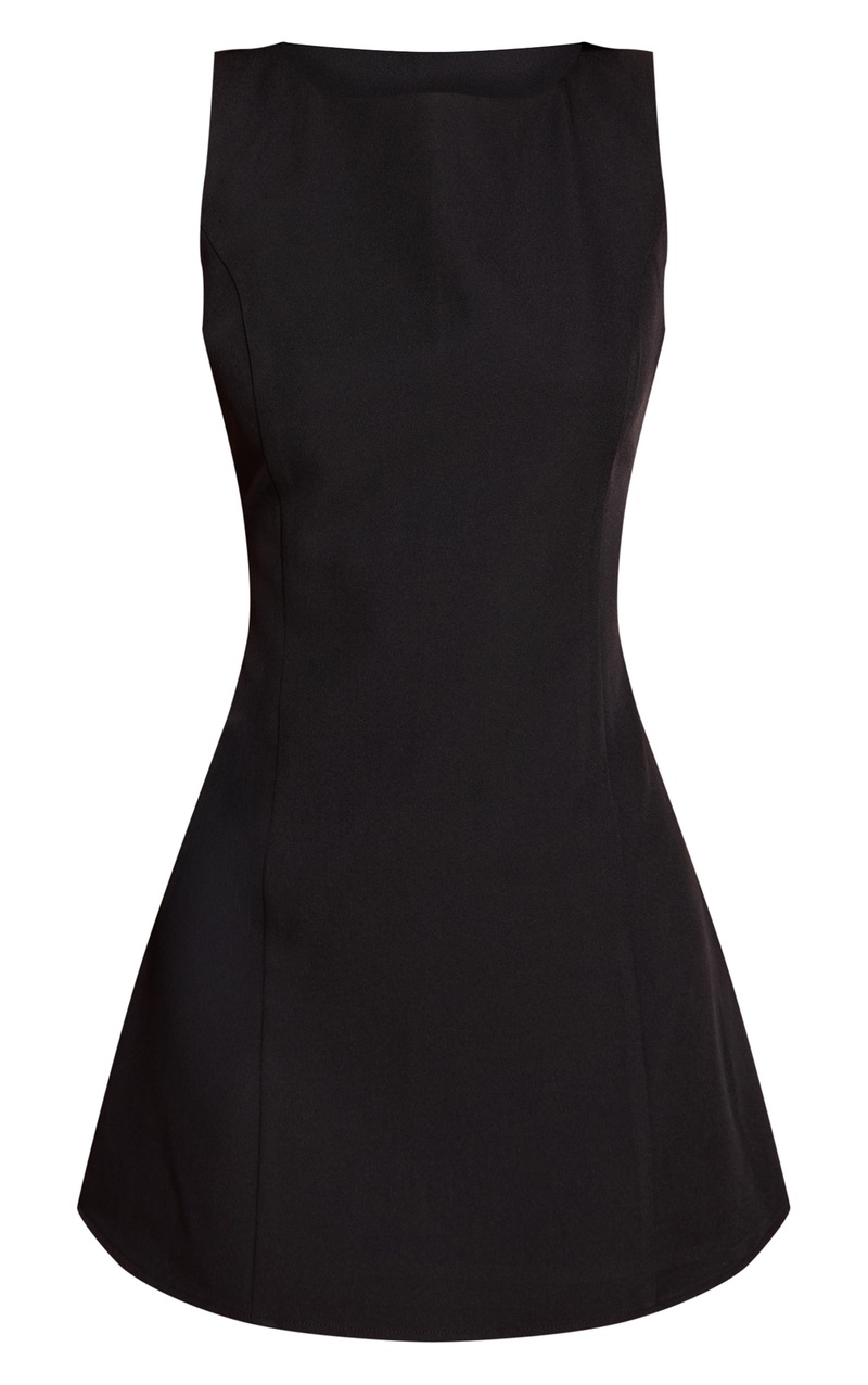 Pleated Boatneck Dress SC in Black