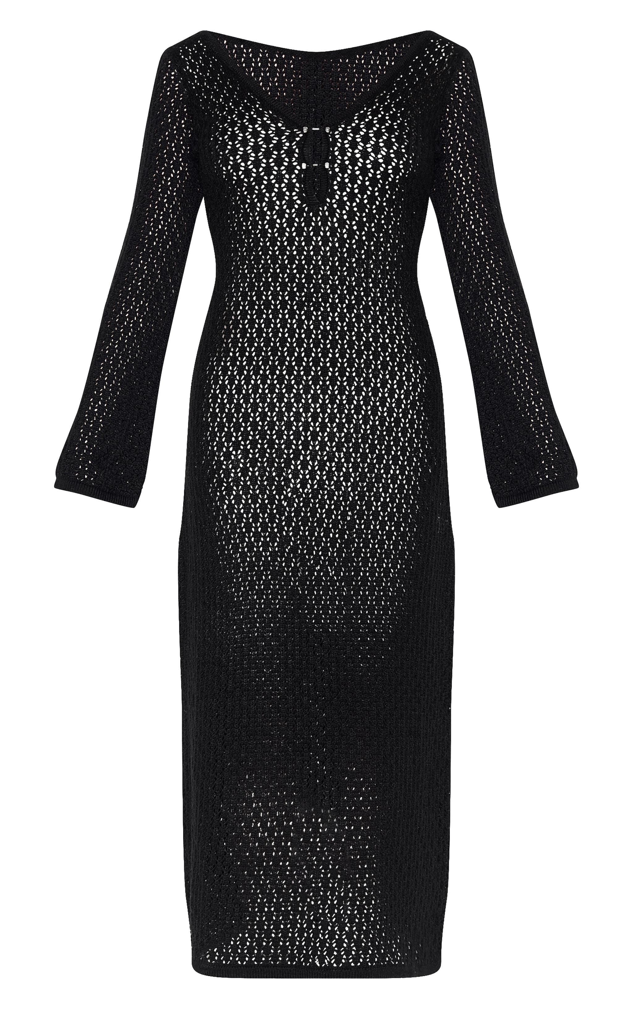 Petite Black Knit V Neck Maxi Dress image 1