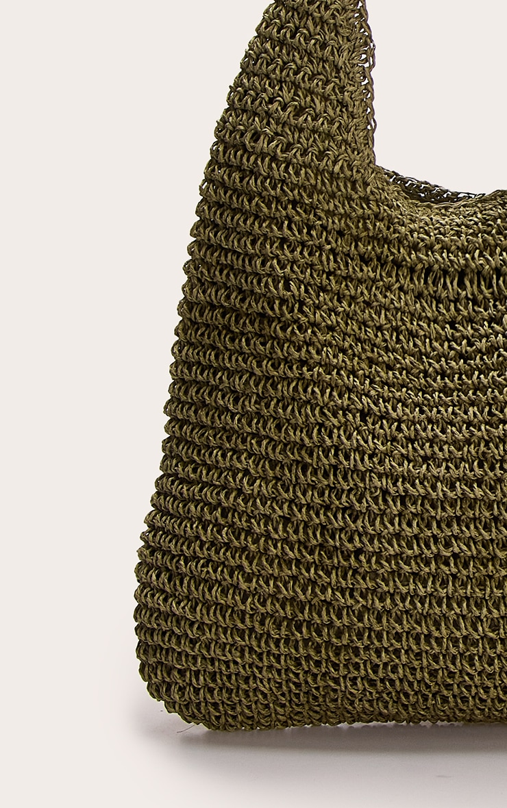 Olive Raffia Shoulder Bag image 4