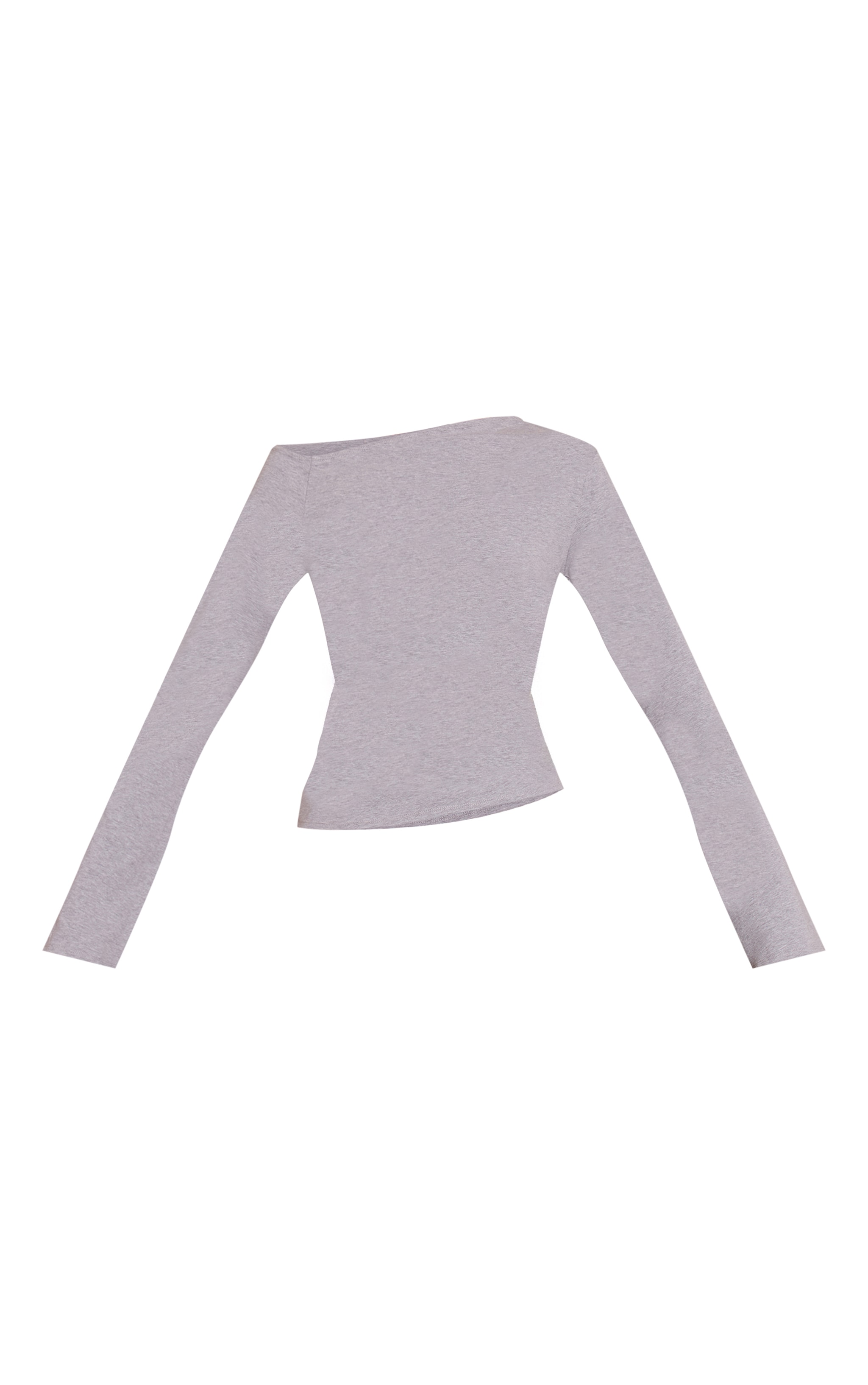 Top asymétrique en coton gris chiné à manches longues image 5