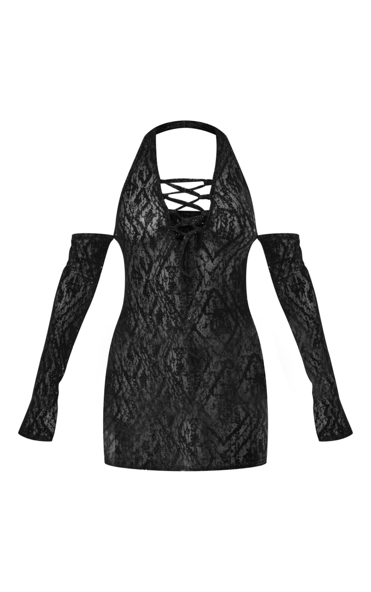 Black Lurex Glitter Cut Out Halterneck Dress PrettyLittleThing SA