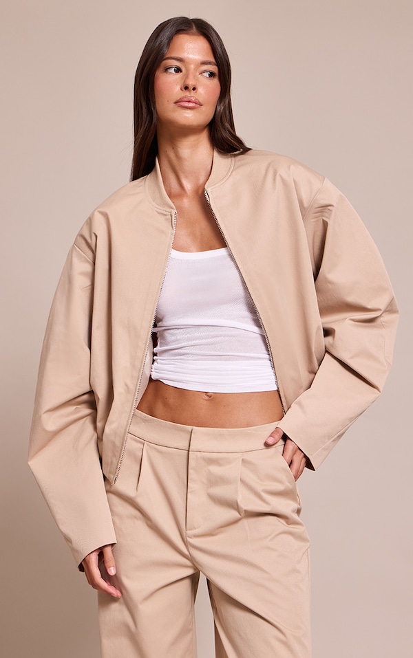 Stone Pleated Bomber Jacket