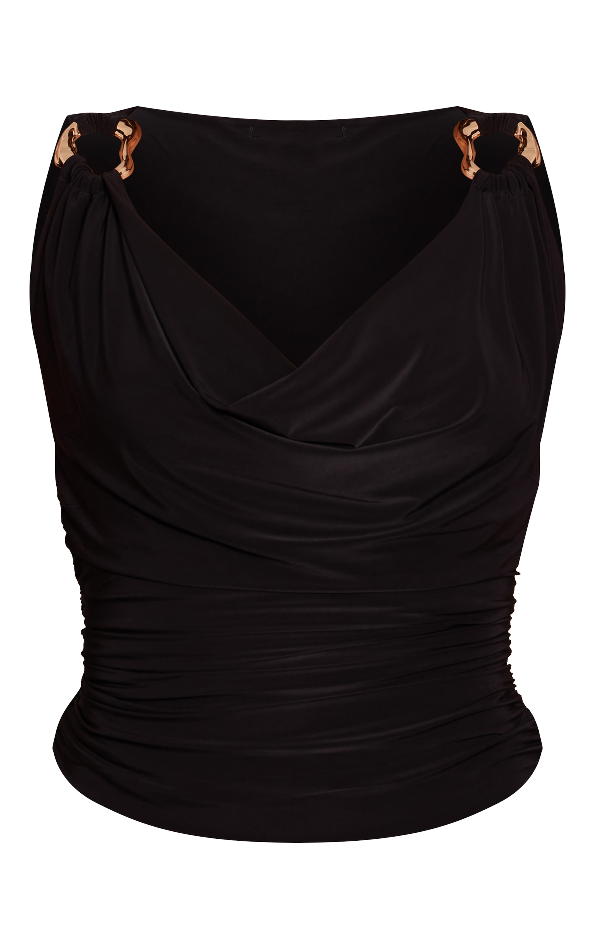 Black Double Slinky Gold Trim Top image 5