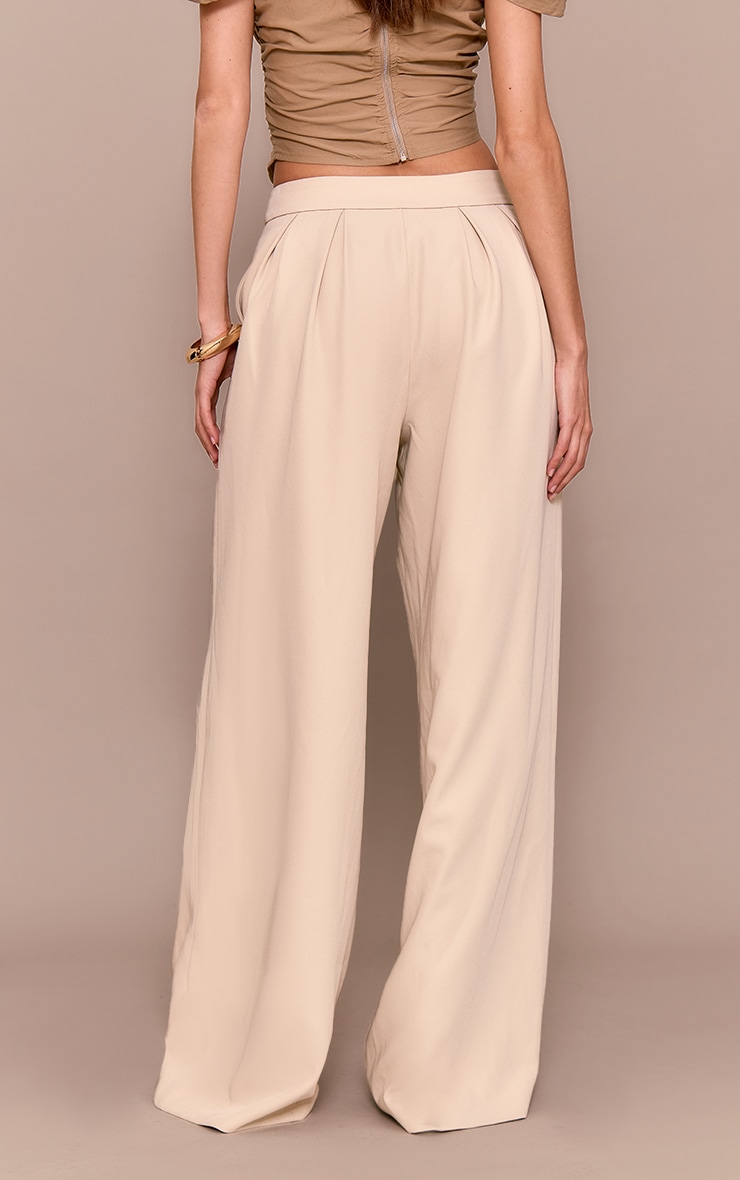 Premium Sand Tailored Pleated Lined Wide Leg Pants image 3