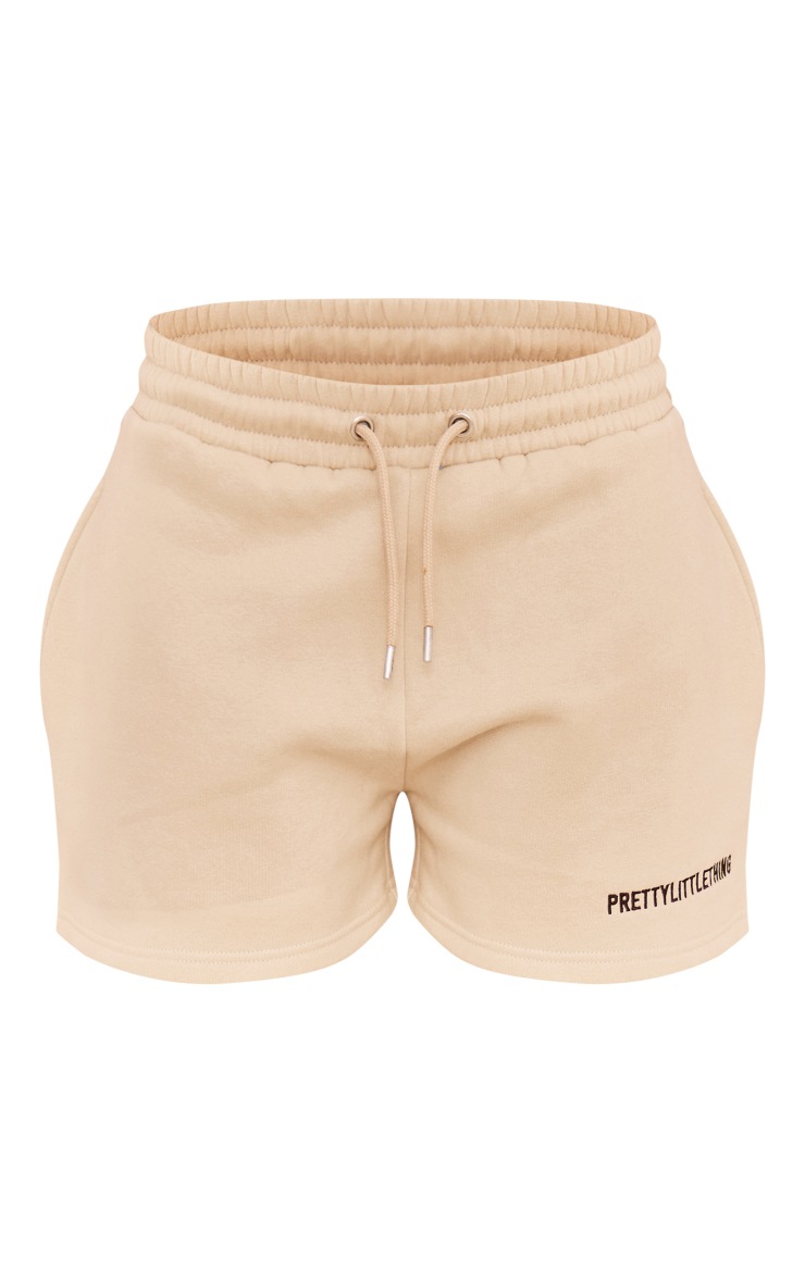 Plt Petite Oatmeal Graphic Sweat Shorts PrettyLittleThing USA