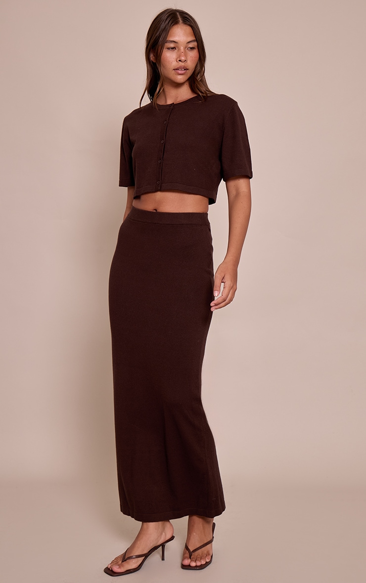 Chocolate Fine Knit Maxi Skirt image 2