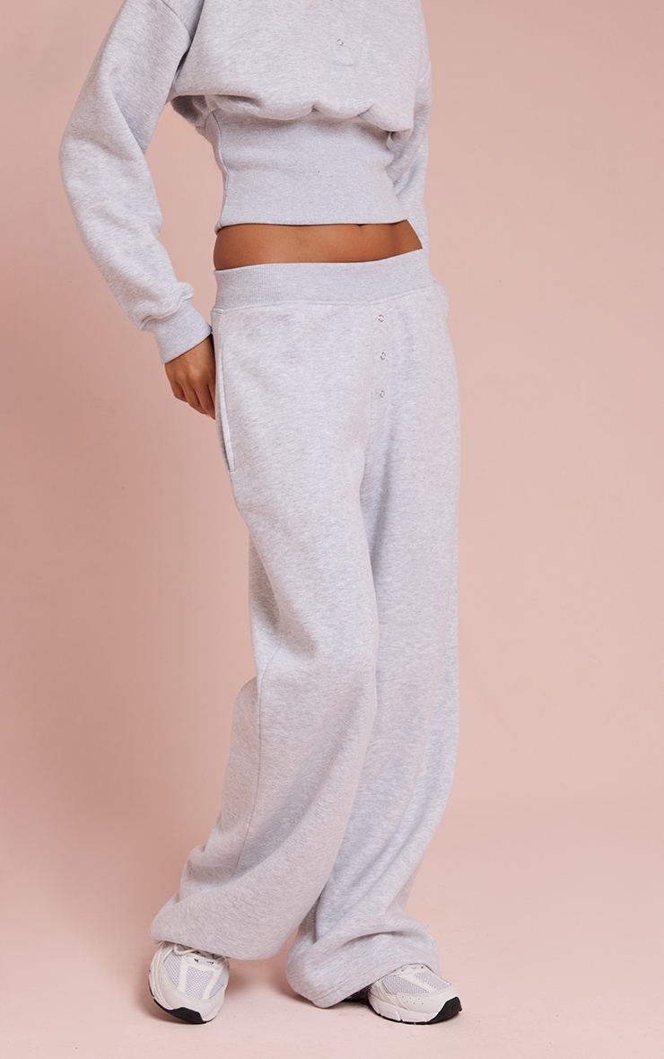 Jogging droit gris cendré à taille haute image 2