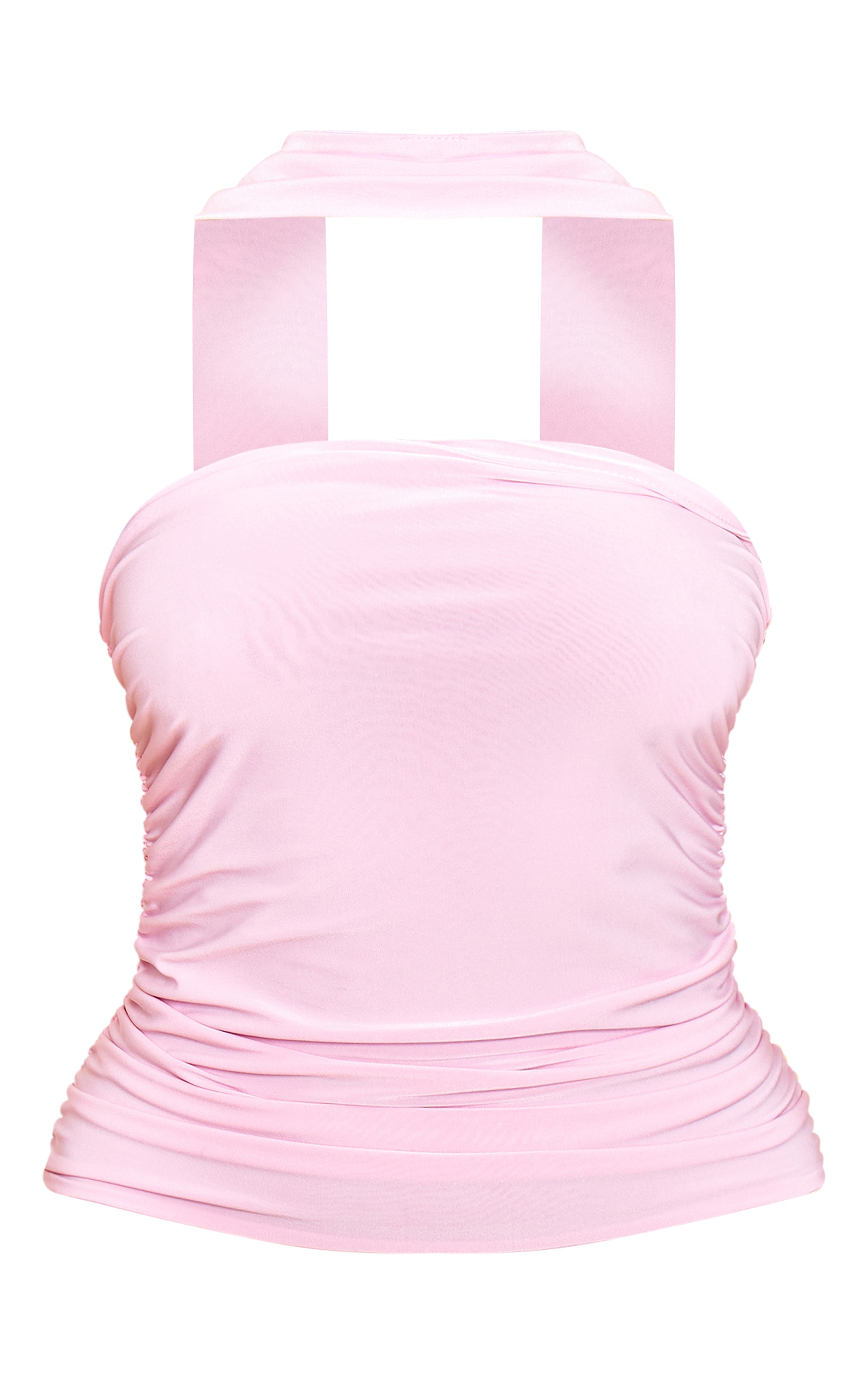 Pink Scarf Neck Bandeau Double Layer Jersey Top image 5