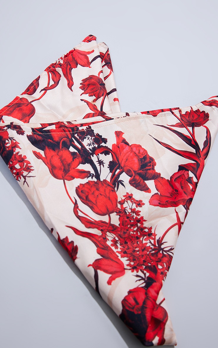 Red Floral Satin Bandana image 2