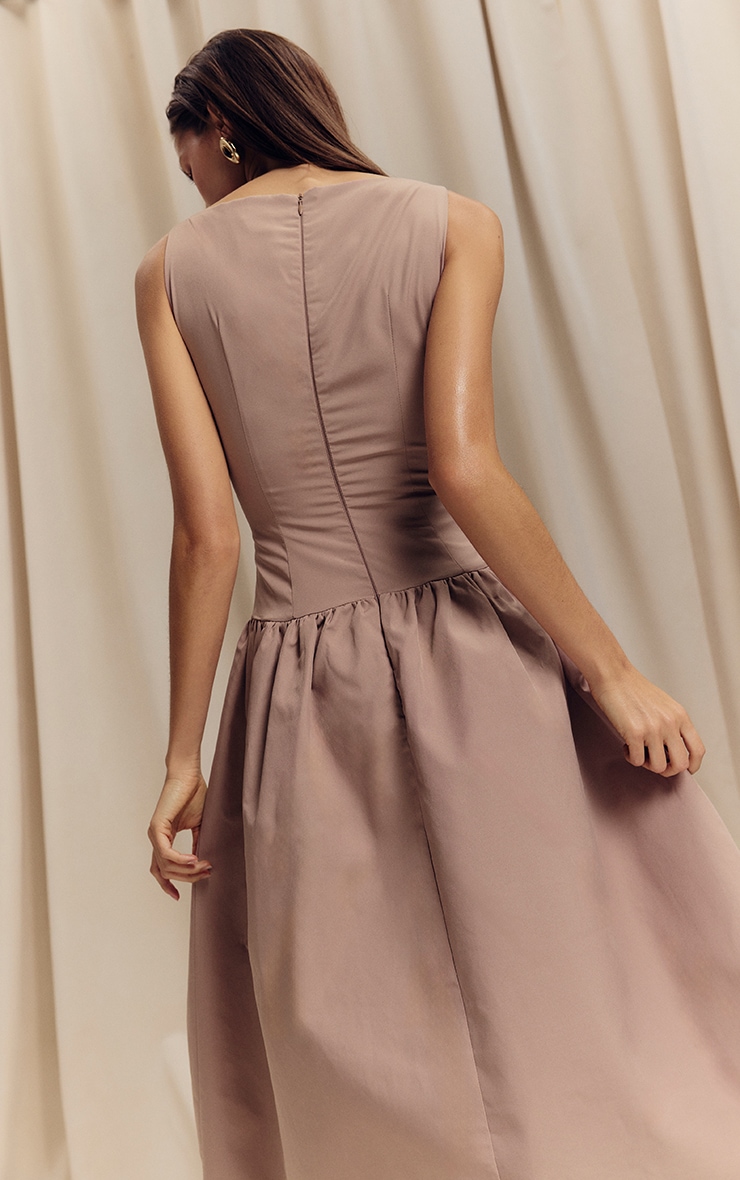 Taupe Dropped Waist Midaxi Dress image 3