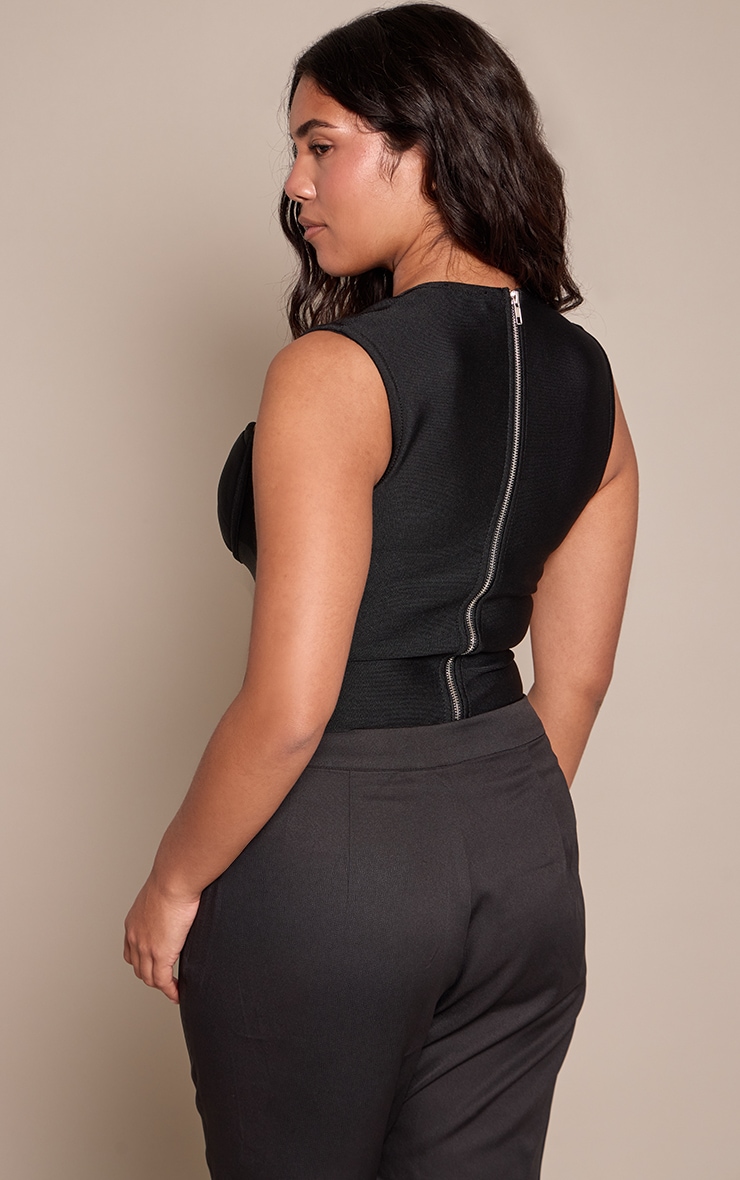 Shape Black Bandage Corset Cap Sleeve Top image 2