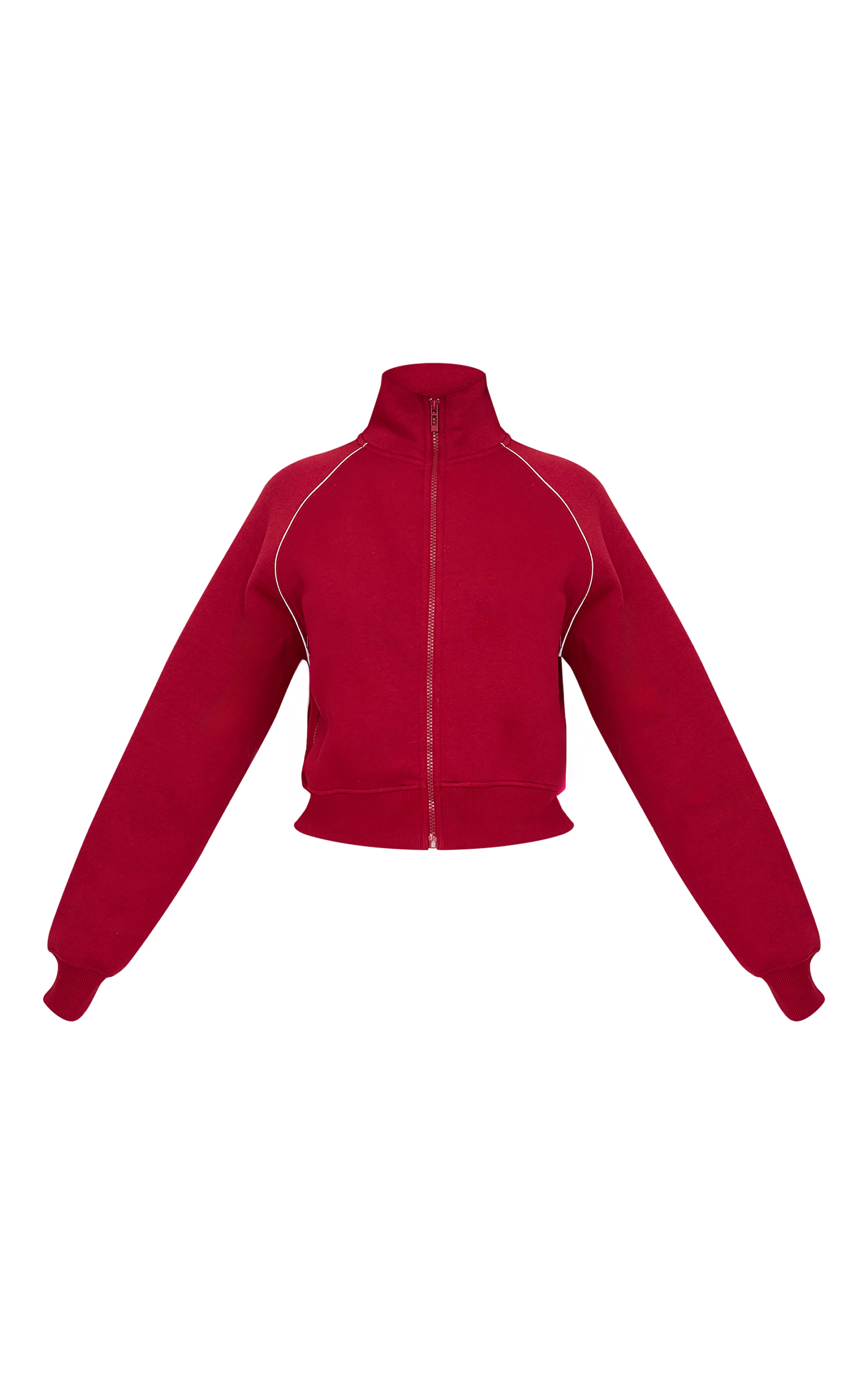 Petite Burgundy Contrast Detail Sweat Zip Up Jacket image 5