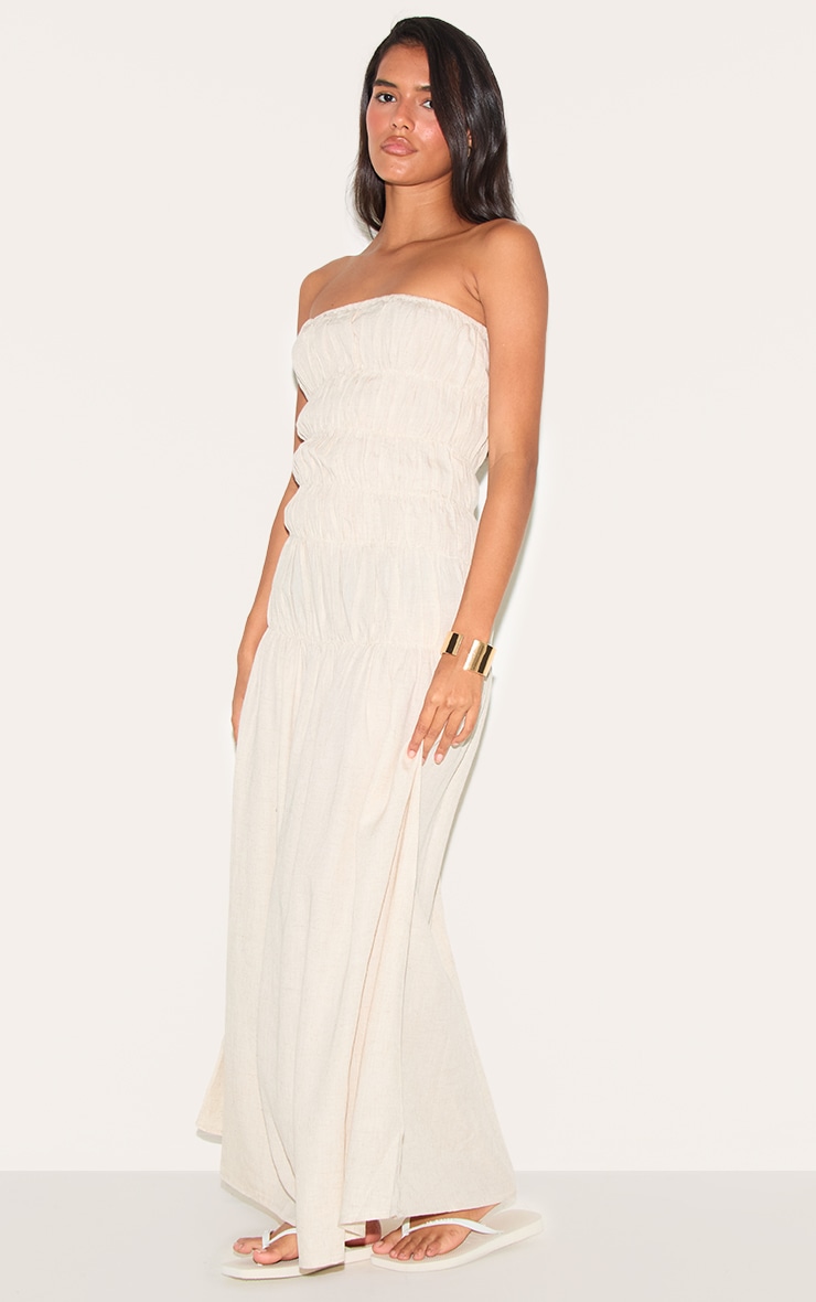 Natural Bandeau Ruched Detail Maxi Dress image 3