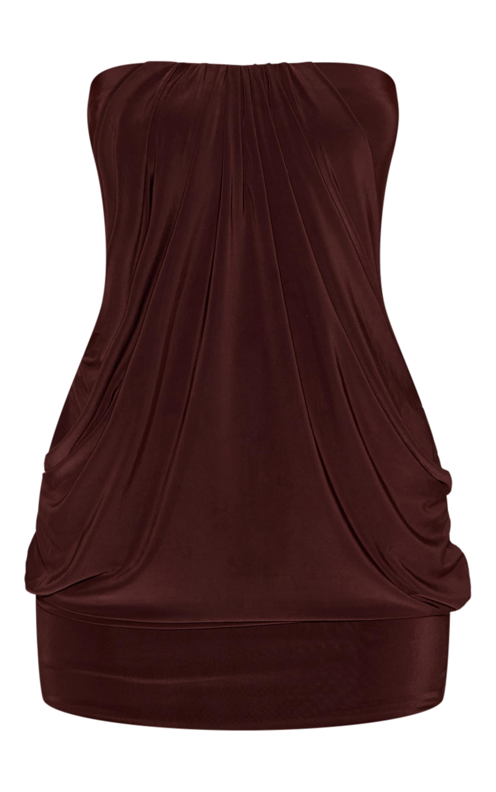 Petite Chocolate Drape Detail Slinky Mini Dress image 5