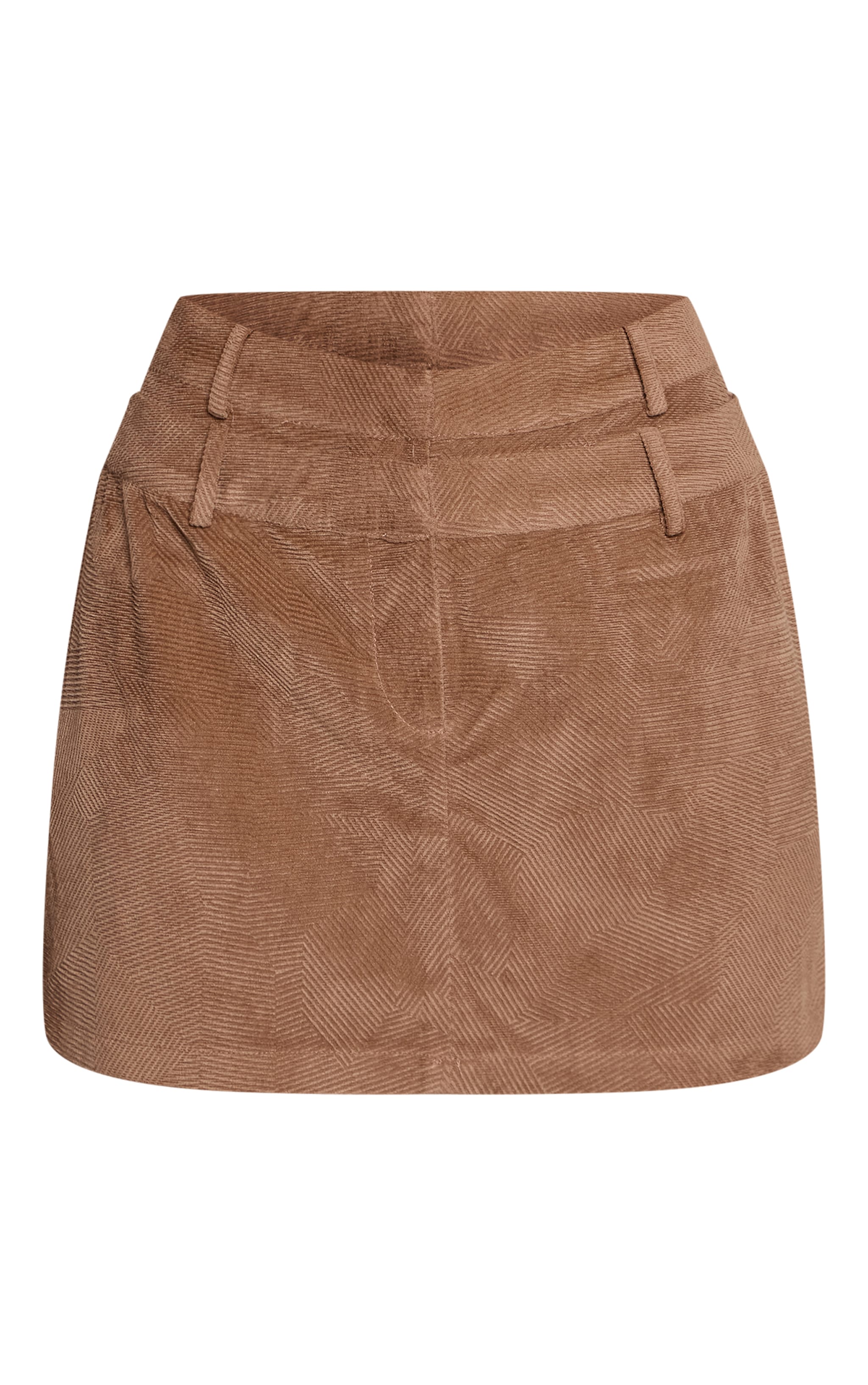 Tall Brown Corduroy Double Waistband Mini Skirt image 6