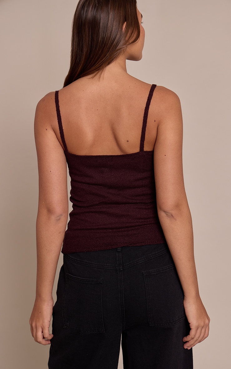 Chocolate Plum Towelling Fine Knit Cami Top image 2