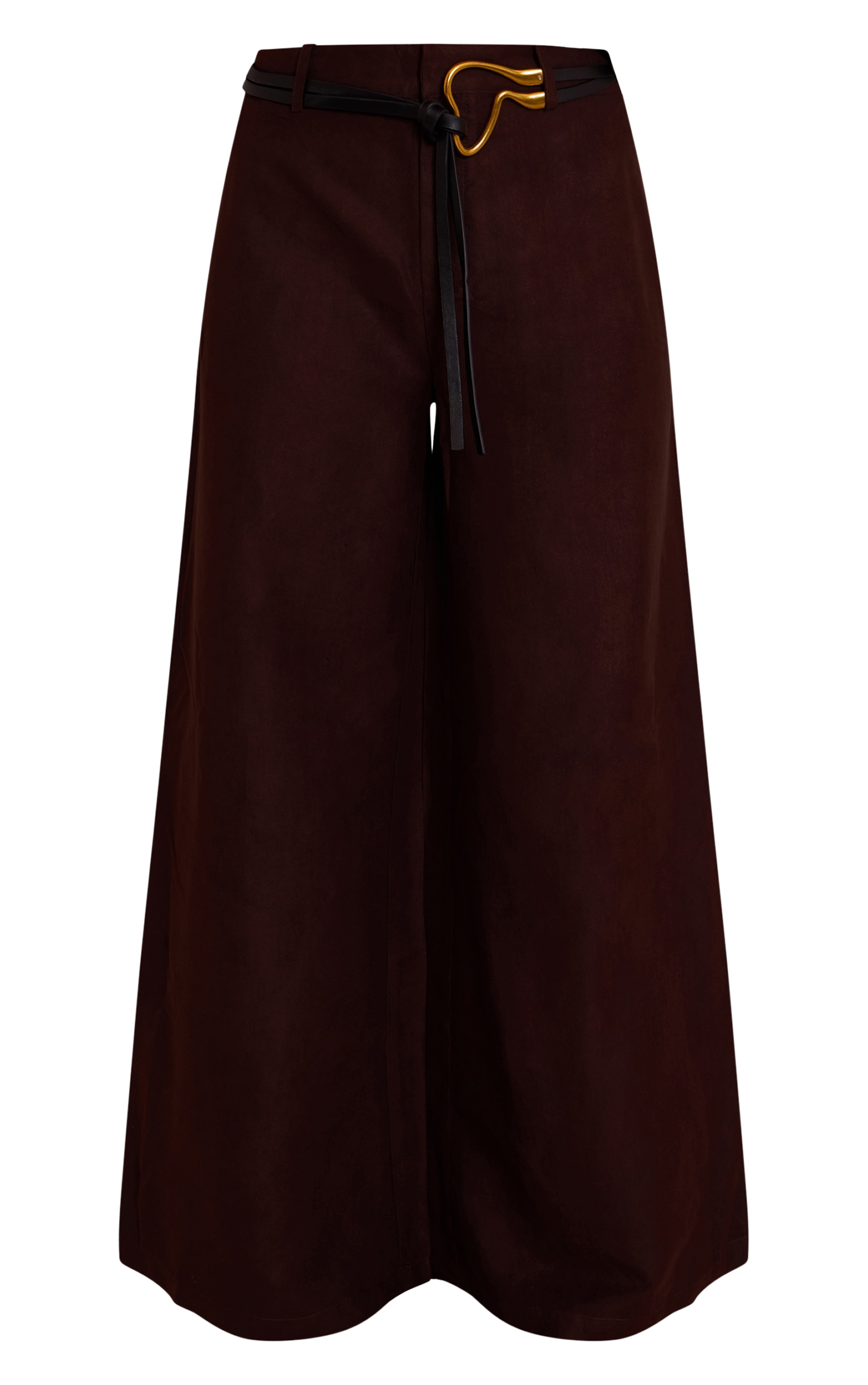 Brown Peached Gold Double Belted Pants image 5