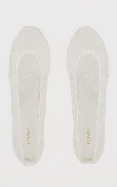 White Mesh Ballet Flats | Footwear | PrettyLittleThing