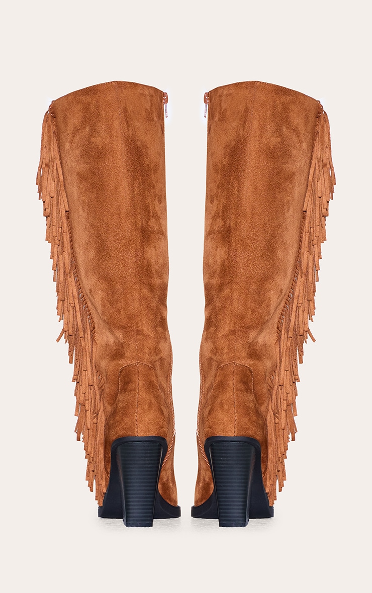 tan knee high block heel boots