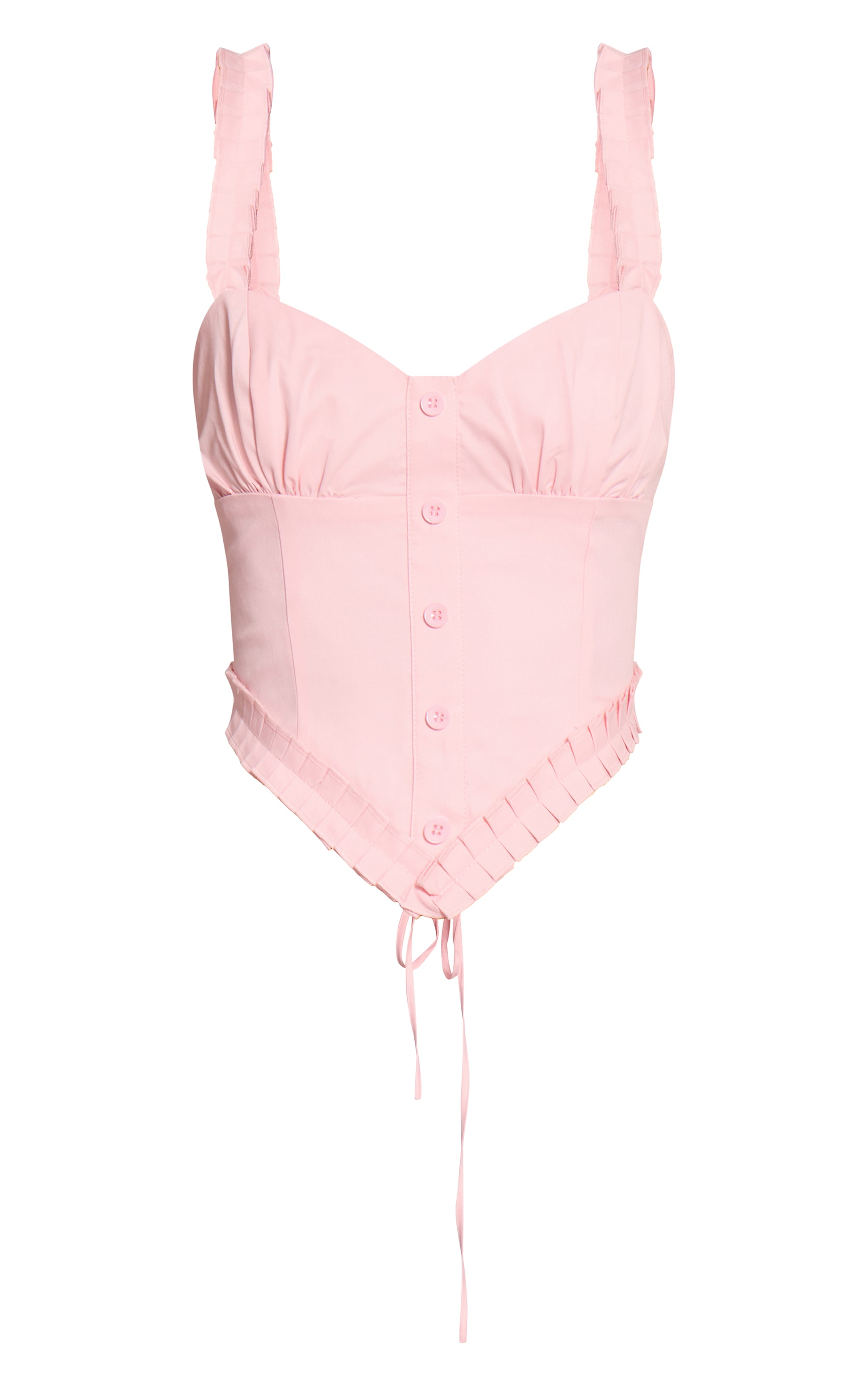 Pale Pink Woven Button Down Corset Top image 5