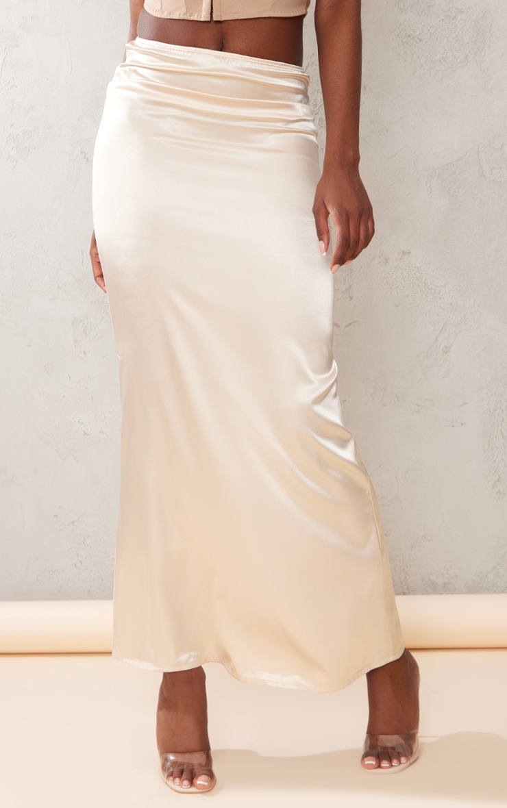 Tall Champagne Satin Slip Skirt image 2