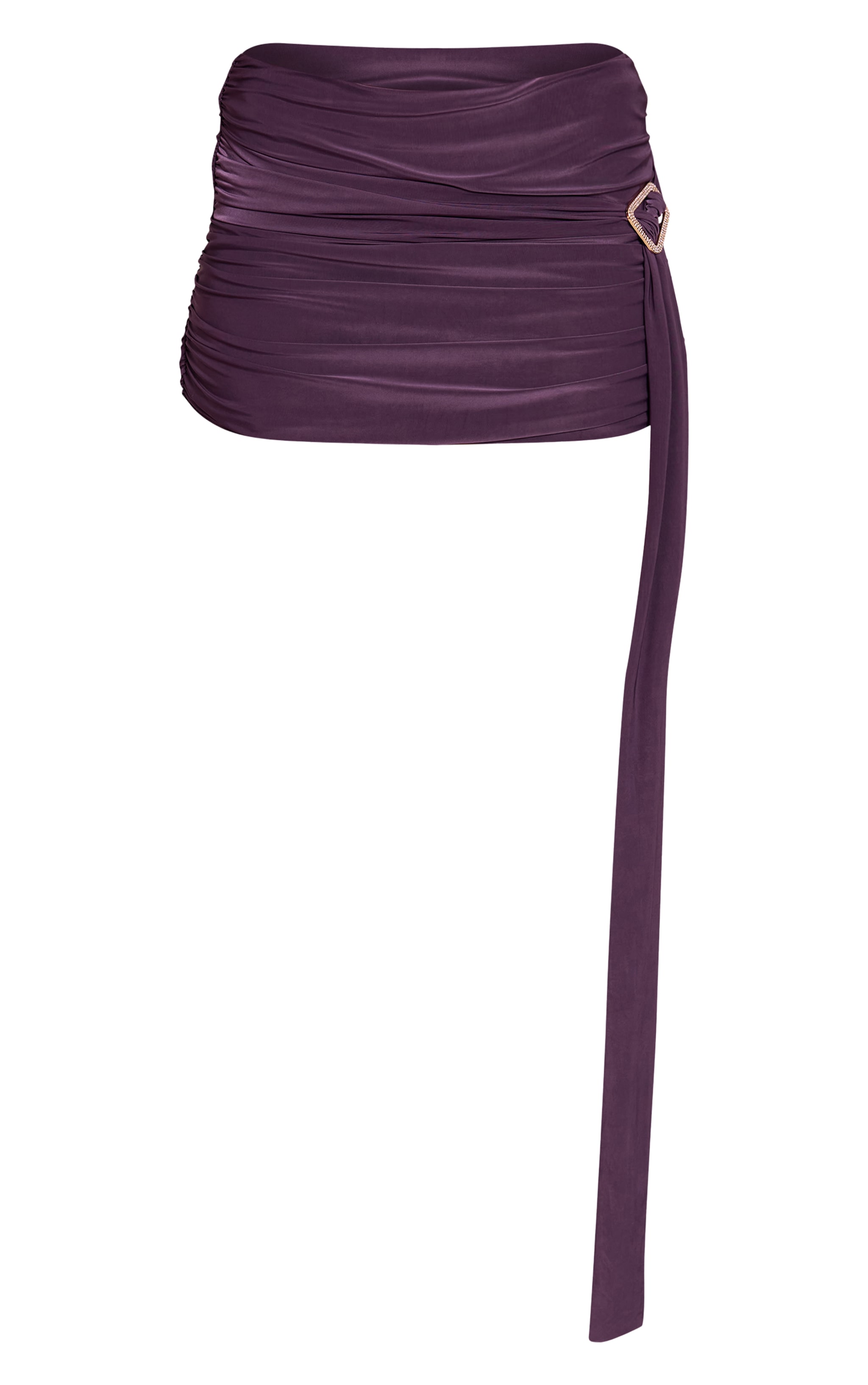 Deep Purple Double Layer Slinky Diamante Trim Drape Mini Skirt  image 6