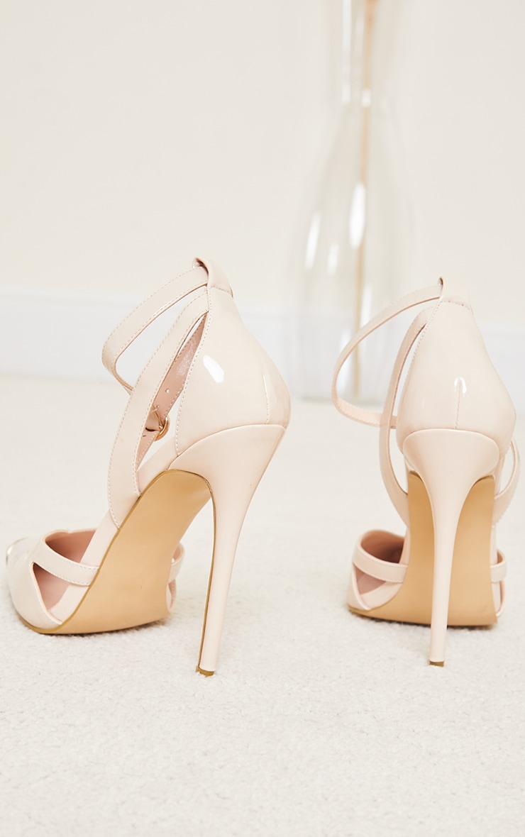 Nude Patent PU Cut Out Heel Metal Toe Court Shoe image 4