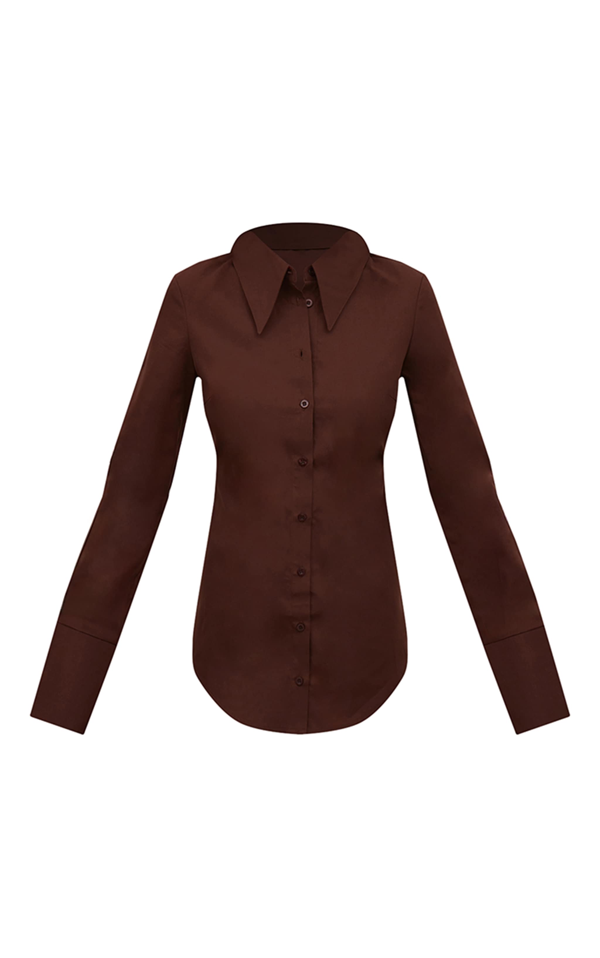 PLT Label Chemise ajustée chocolat à revers oversize et boutons image 5