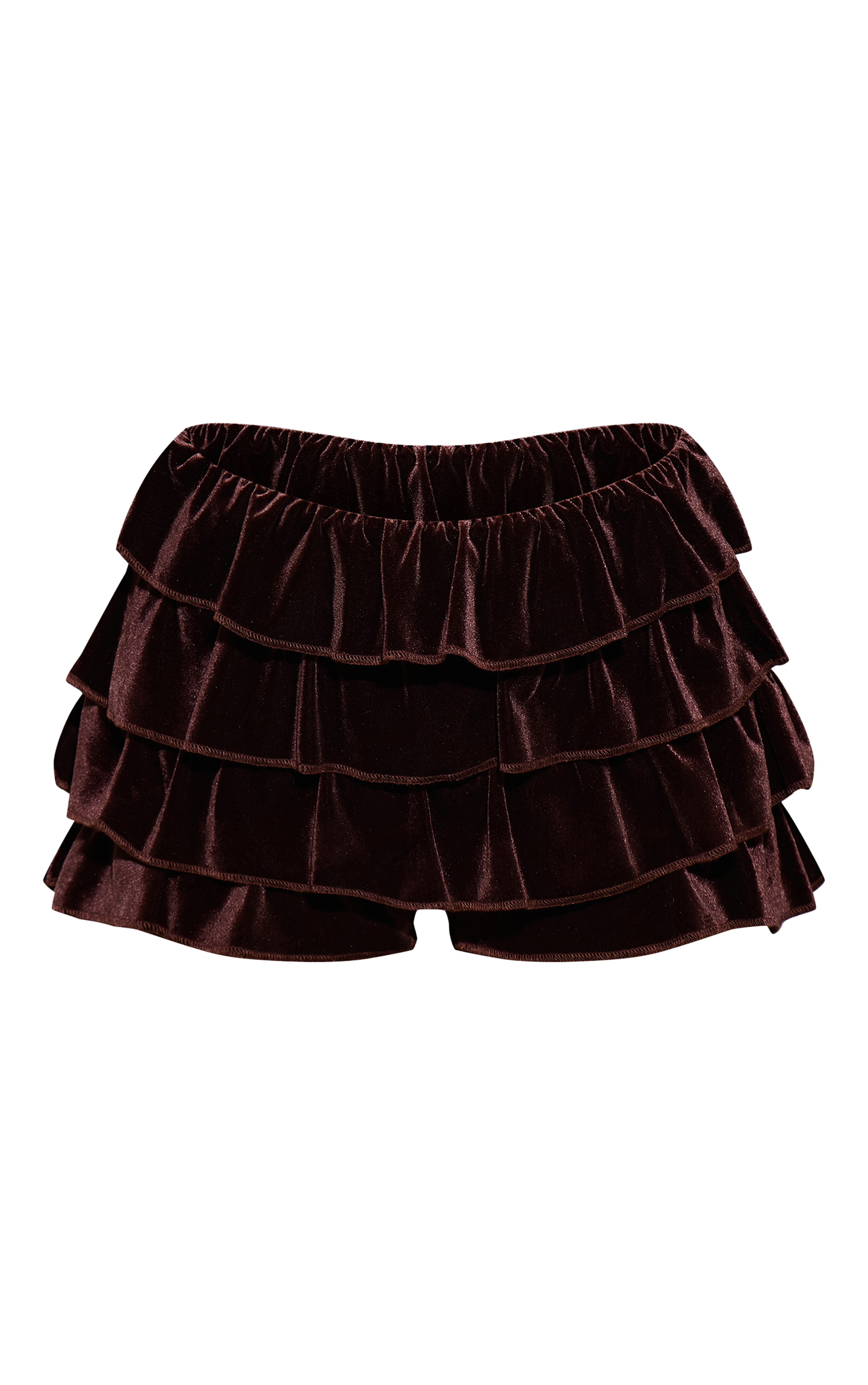 Brown Velvet Frilly Low Rise Bloomer Shorts image 6