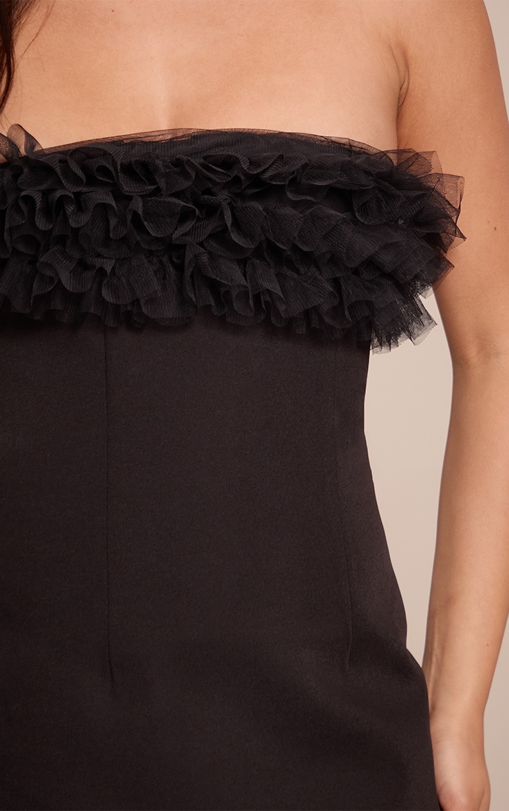 Black Woven Ruffle Bandeau Shift Dress image 4