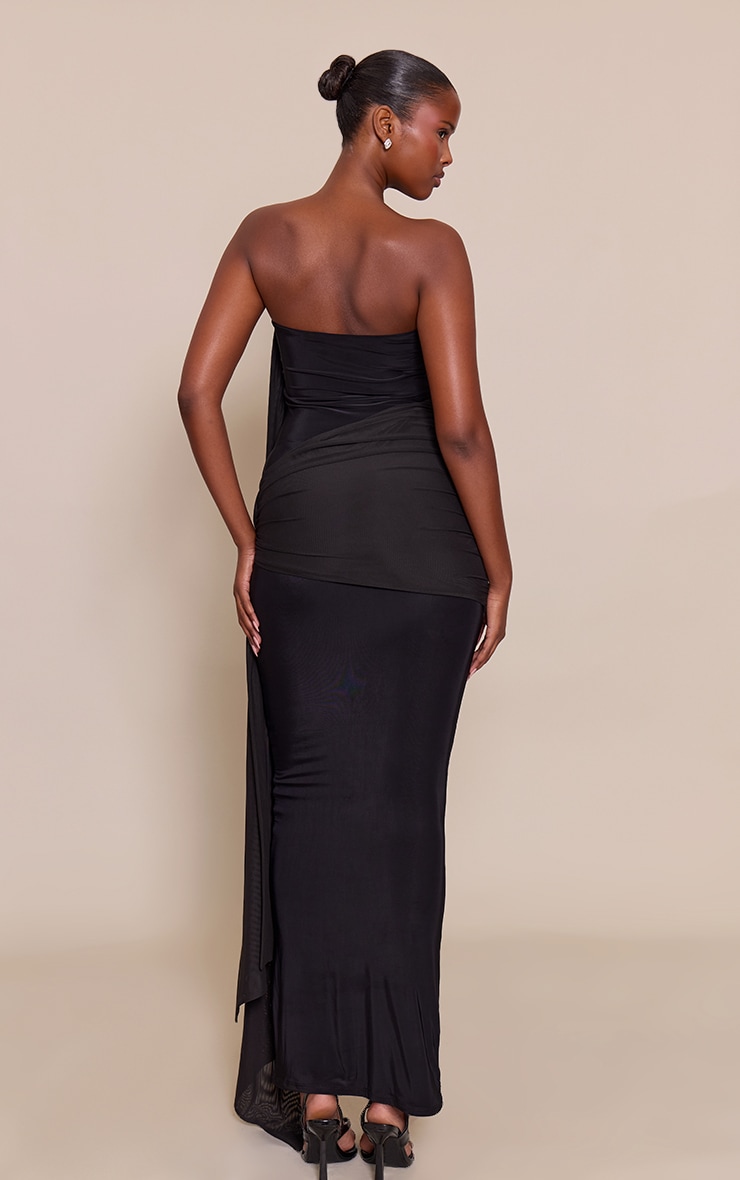 Black Slinky Wrap Scarf Maxi Dress image 2