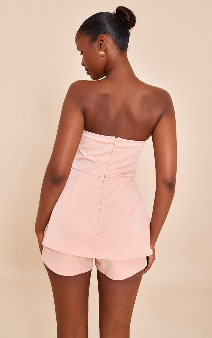 Combishort style péplum tissé rose cendré à bonnets image 2