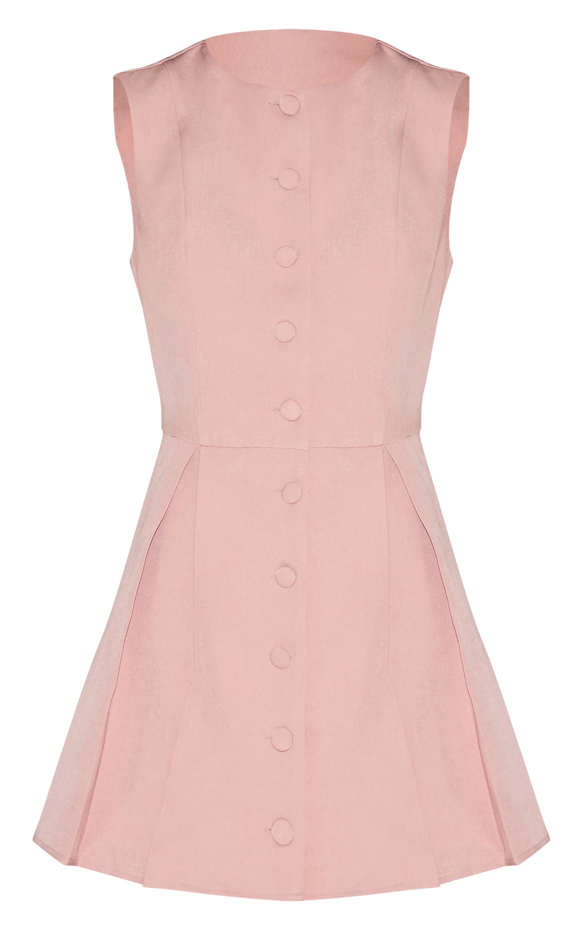 Baby Pink Tailored Woven Button Down Pleated Shift Dress image 5