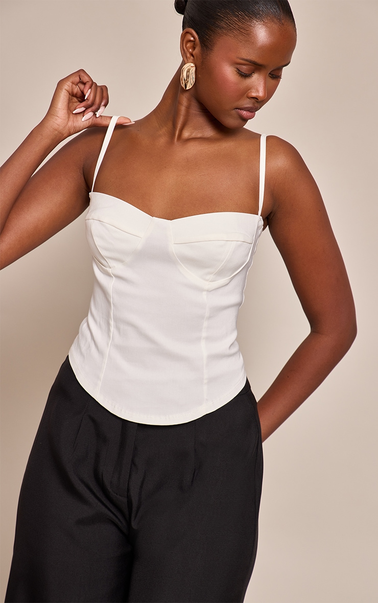 Buttermilk Curved Hem Bengaline Corset image 1