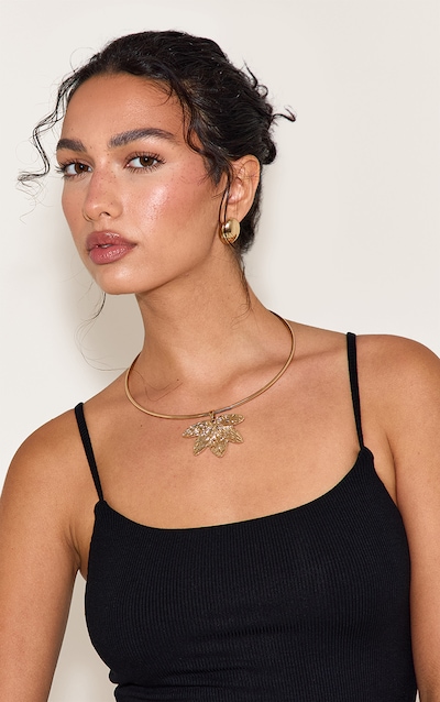 Gold Leaf Structured Collar Necklace