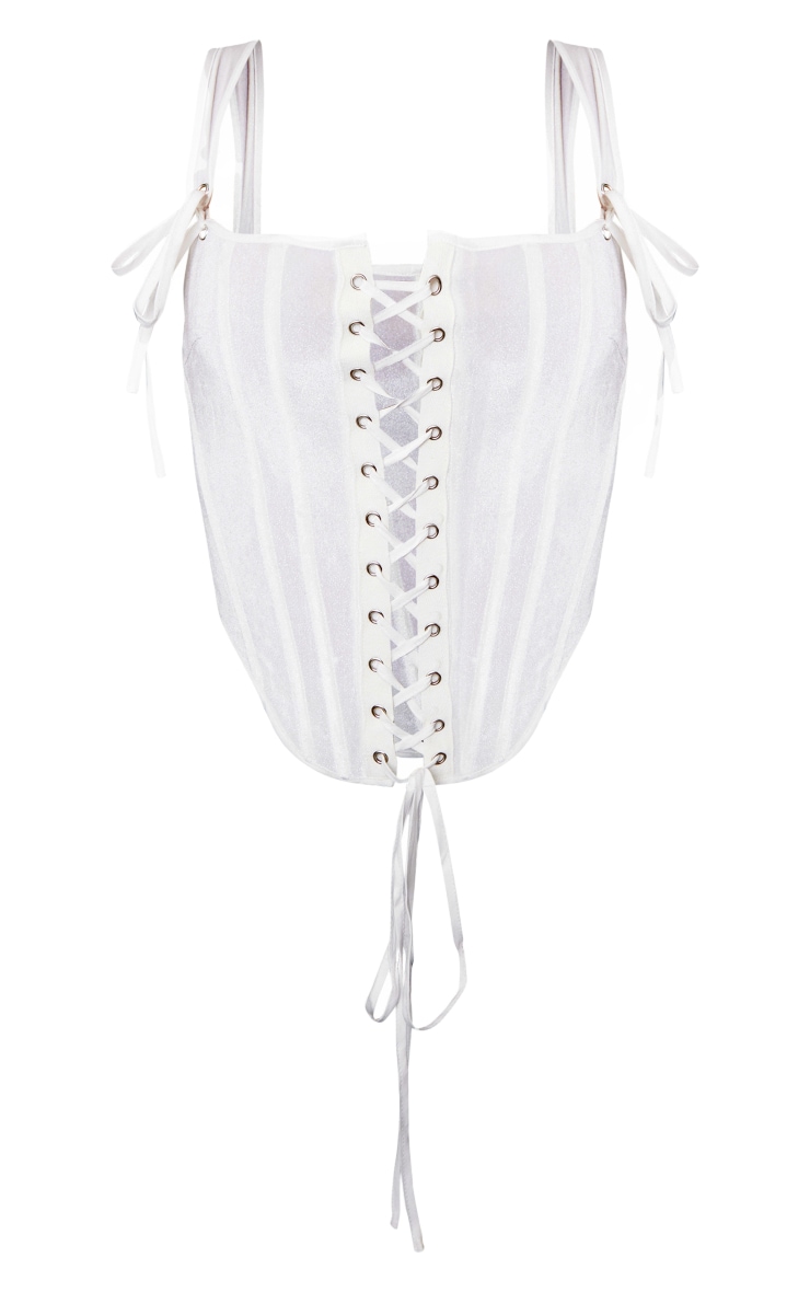 Cream Velvet Lace Up Top image 5