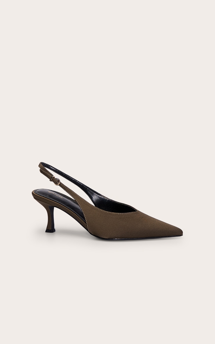 Olive Satin Sling Back image 2