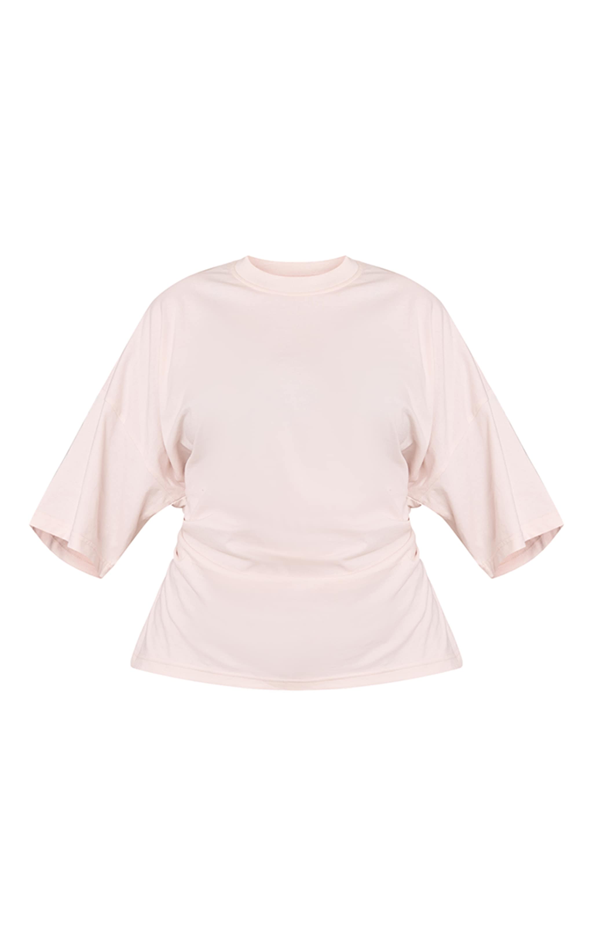 Plus Cream Ruched Side Detail T Shirt image 5