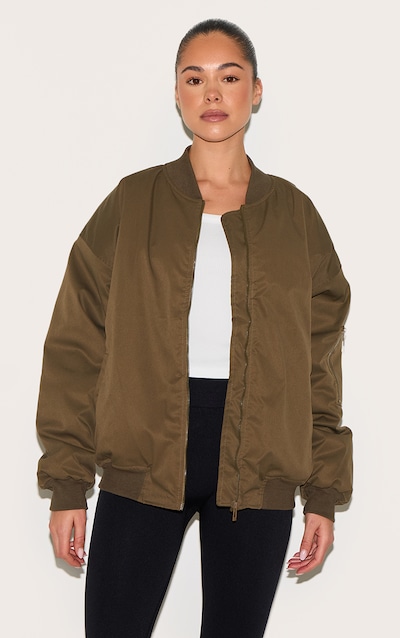Khaki Classic Oversized Bomber Jacket