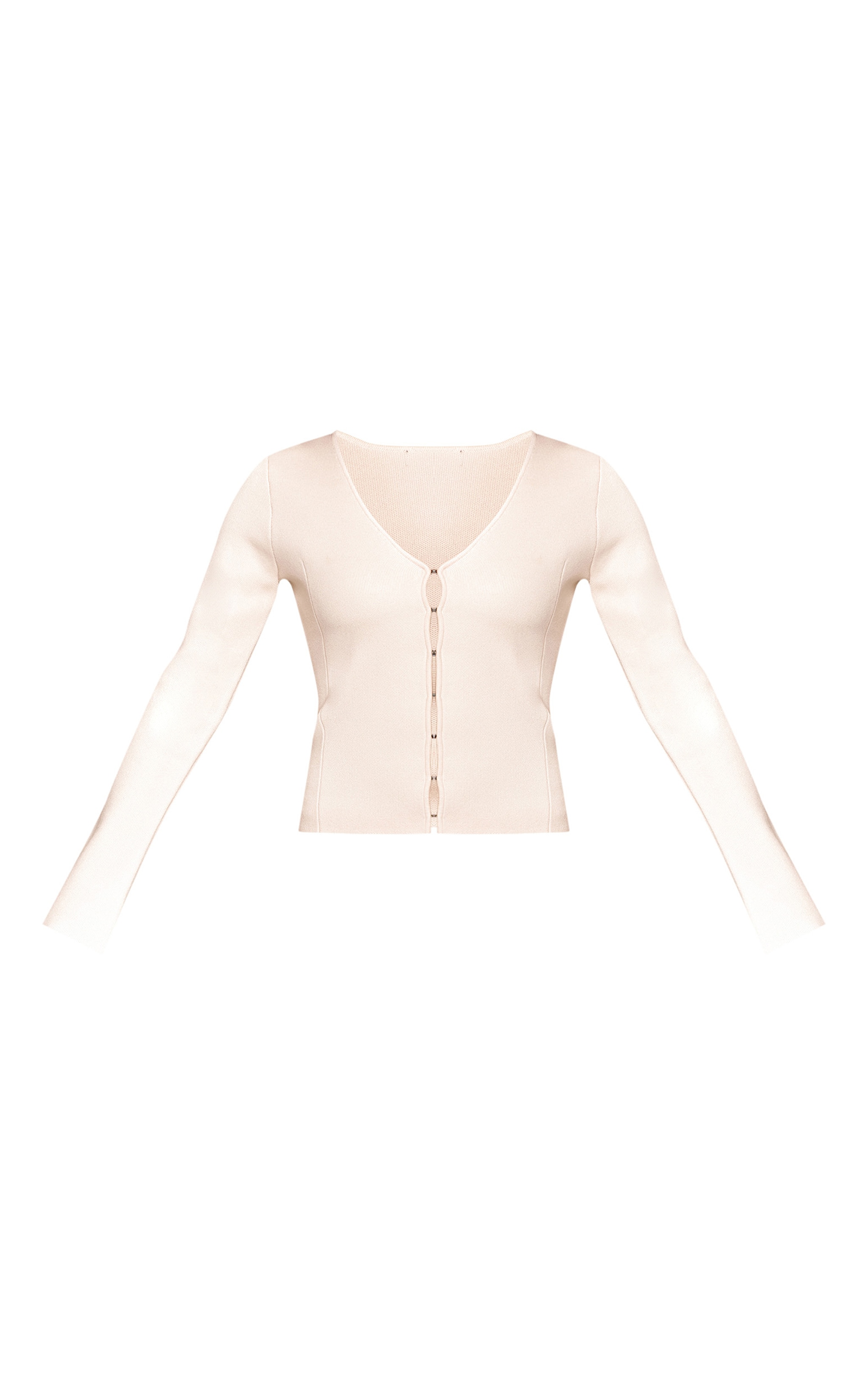 Cream V Neck Cinched Compact Knit Cardigan  image 5