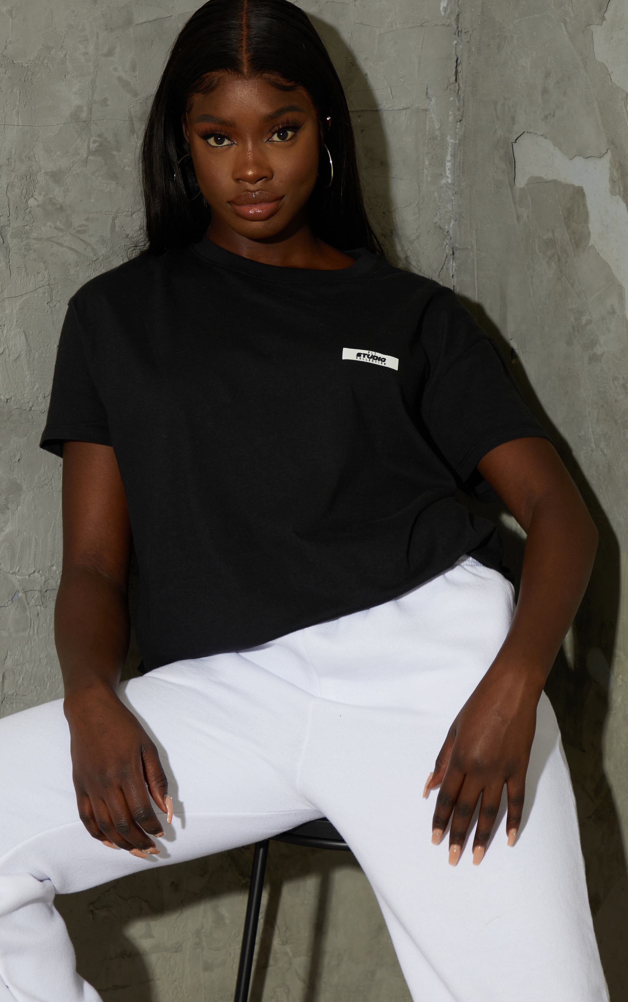 PRETTYLITTLETHING Tall - Tee-shirt noir oversize