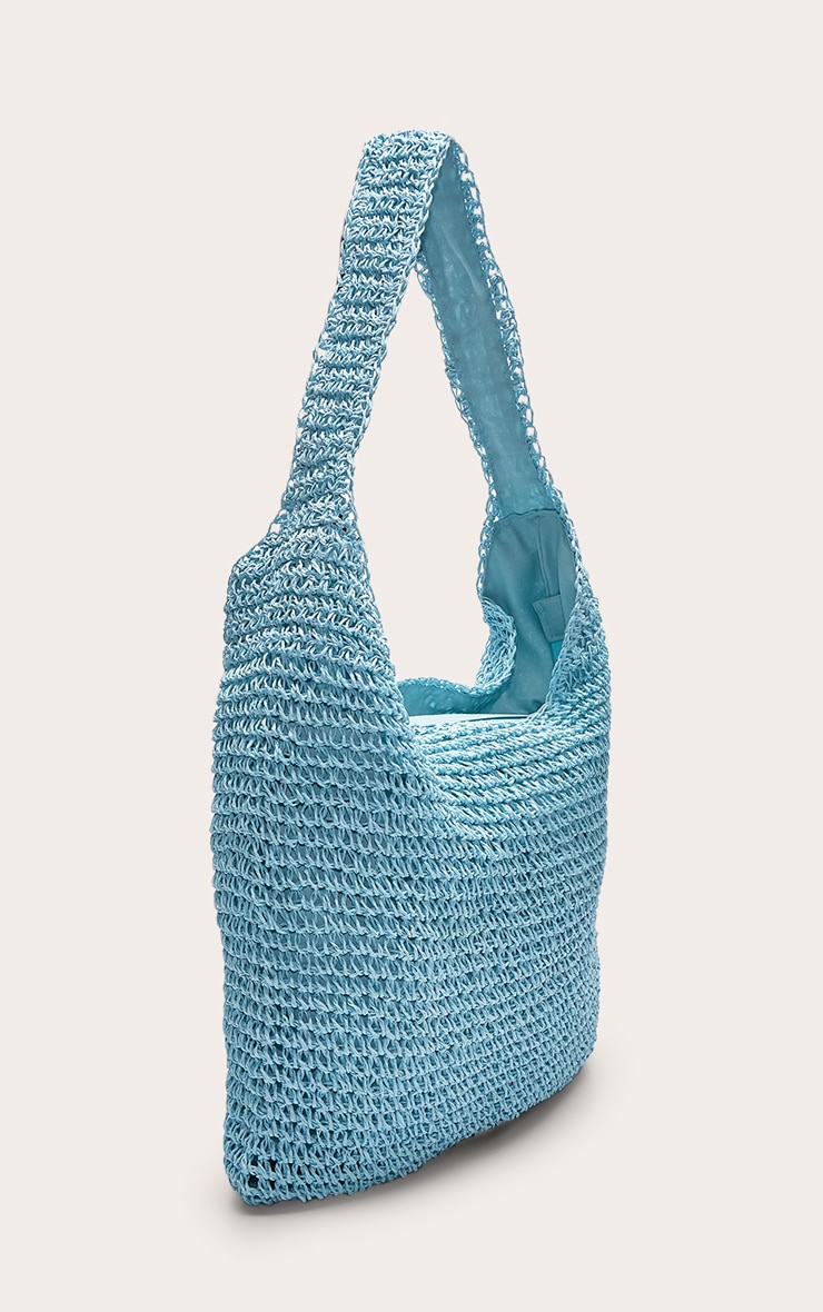 Turquoise Raffia Shoulder Bag image 3