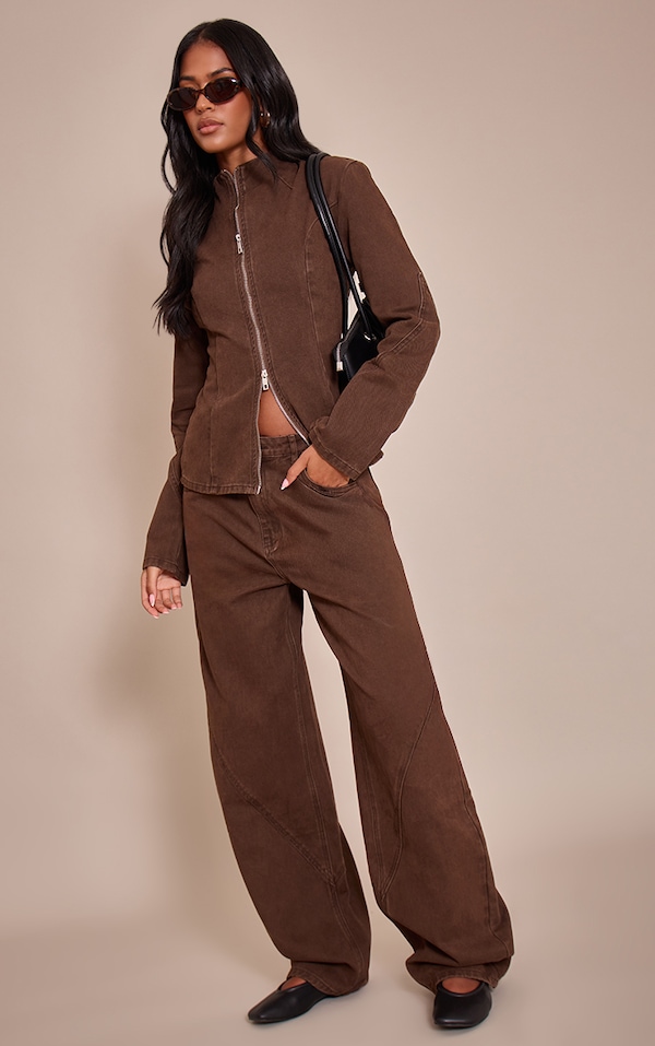 Tall Chocolate Seam Detail Barrel Jeans