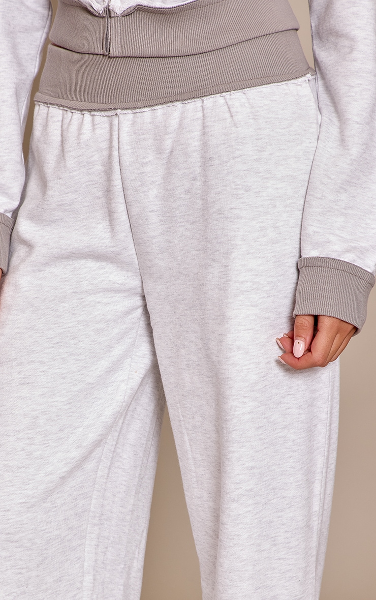 Grey Marl Distressed Waistband Straight Leg Joggers image 4