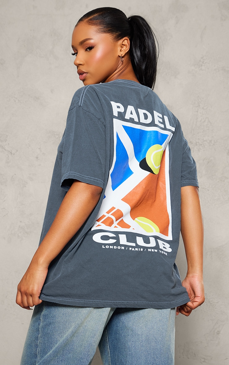 Charcoal Grey Padel Club Oversized T Shirt image 3