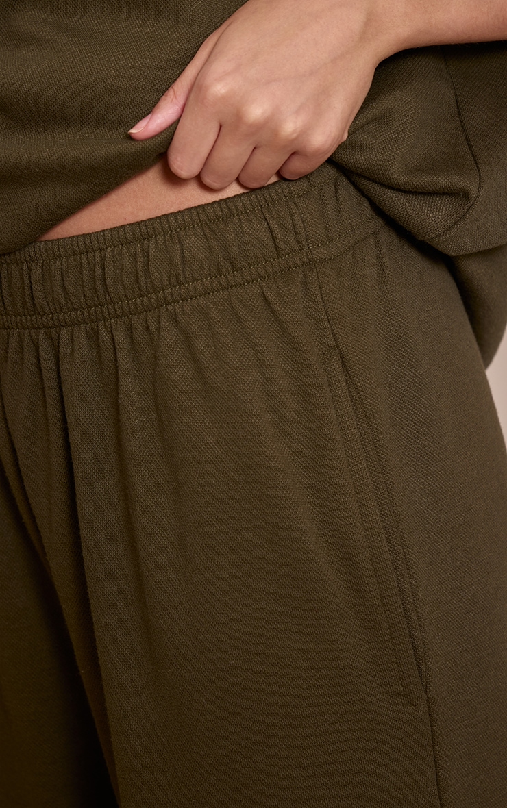 Olive Green Jersey Mid Rise Wide Leg Pants image 4