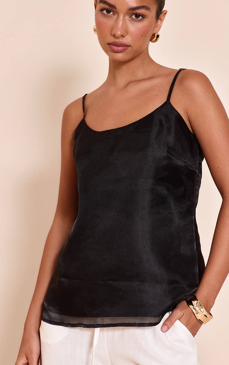 Black Chiffon Strappy Cami Top image 4
