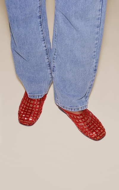 Mules en caoutchouc orange à semelle en effet liège