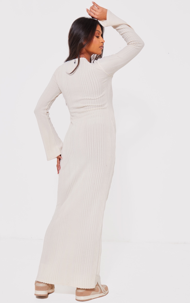 Maternity Cream Brushed Rib Long Sleeve Maxi Dress image 2